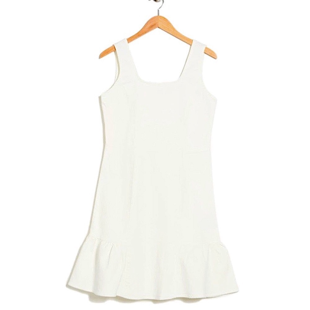 Nanette Lepore white denim ruffle dress